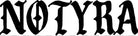 Black 'NOTYRA' text on a white background